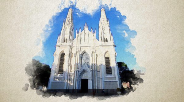 Aquarela Digital Personalizada - Ilustração estilo aquarela de local de casamento
